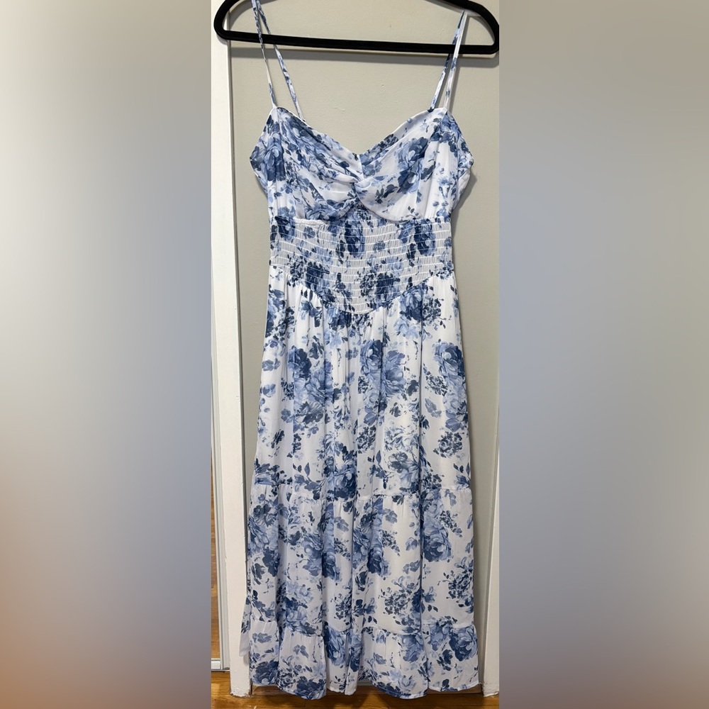 Floral Chiffon Tiered Midi Dress